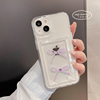 小清新紫色蝴蝶结iphone14promax手机，壳12透明亚克力苹果13pro保护套卡套卡槽壳可爱