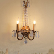 法式乡村水晶壁灯古典田园卧室床头美式别墅客厅壁灯复古走廊灯