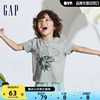 gap男幼童2024夏季纯棉logo印花圆领短袖，t恤儿童装上衣890978