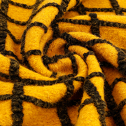 甜美风姜黄色黑色格线提花针织羊毛毛呢毛料布料大衣设计师面料