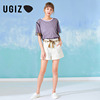 UGIZ夏季女装韩版时尚休闲网纱两件套上衣波点T恤女UBTC621-5