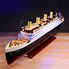 泰坦尼克号模型装饰摆件工艺品，船酒柜带灯轮船木船，帆船客厅船模