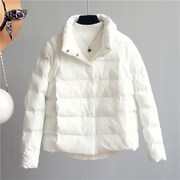 韩国白色棉衣短款秋冬轻薄修身棉袄时尚保暖女内搭羽绒服外套