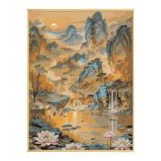 中国风山水数字油画diy填充填色手工绘江山图风景油彩画装饰挂画
