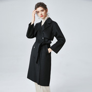 双面羊绒大衣女黑色秋冬宽松显瘦赫本风，双面呢大衣长款欧美女外套