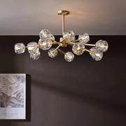 北欧客厅全铜吊灯，现代简约餐厅灯枝型水晶玻璃，led灯创意卧室灯具