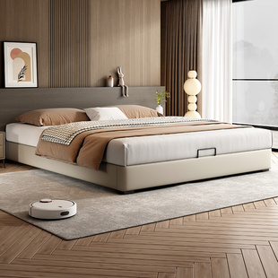 布雷尔意式极简无床头床现代简约小户型1.8米双人床无靠背储物床