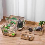塑料鱼缸透明仿玻璃超大号长方形，圆形桌面组装小生态瓶防摔亚克w