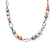 genanx闪电潮牌项链马卡龙(马卡龙，)色五彩合金珠花式链可调节钛钢项链