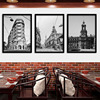 怀旧老上海装饰画街景挂画有框画黑白建筑风景墙画酒店餐厅壁画框