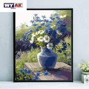 墙画客厅挂画diy数字油画风景大幅花卉植物手工填色手绘涂色画 紫