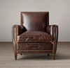 古董家具美式比利时复古油蜡皮单人位沙发椅洽谈椅交椅客厅家具