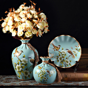 美式复古陶瓷摆件花瓶盘子欧式客厅玄关酒柜现代创意家居装饰品