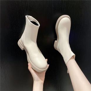 英伦复古马丁靴女短靴2022春秋季法式小踝靴切尔西瘦瘦靴韩系