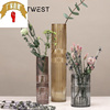 竹节高款玻璃花瓶摆件约客厅透明插花瓶装饰创意