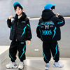 男童套装加绒加厚2023秋冬季中大儿童男孩，洋气卫衣三件套韩版