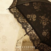 白色黑色蕾丝边烧花伞面遮阳98%遮阳两折晴雨伞太阳伞蕾丝伞