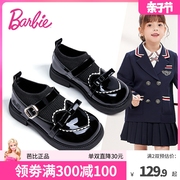 芭比童鞋女童黑色皮鞋2024春季女孩演出鞋儿童公主鞋女童单鞋
