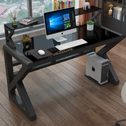 钢化玻璃台式电脑桌家用简易书桌书架卧室，办公桌学生学习电竞桌子