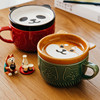 日系卡通柴犬熊猫，陶瓷杯情侣早餐生日礼物马克杯，可爱咖啡杯子