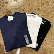 CK/Calvin Klein男士秋冬日系内搭棉圆领长袖T恤纯色网格打底衫