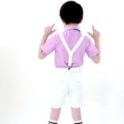 l儿童花童礼男服粉红衬衫白童色背带短裤主持钢琴合唱表服演