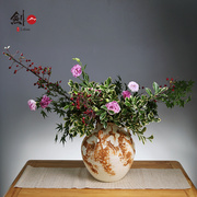 欧式花瓶陶瓷创意摆件陶罐大号，现代简约瓷器，落地大粗陶花瓶花器