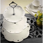 陶瓷水果盘欧式三层点心盘蛋糕盘多层糕点盘客厅创意糖果托盘架子
