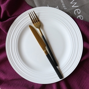 纯白色餐盘创意碟子家用餐具骨瓷大圆形盘子陶瓷平盘牛排盘西餐盘