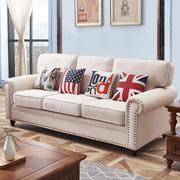 美式布艺沙发小户型客厅地中海田园，风格三人位乳胶，科技布沙发(布沙发)组合