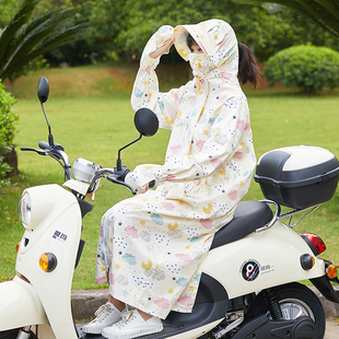 电动车防晒衣服女夏季全身长，款纯棉骑电甁摩托车防紫外线遮阳披肩