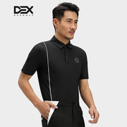 dexgolf韩国高尔夫男士短袖t恤1010春夏透气网眼条纹速干翻领半袖