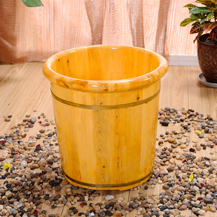 香柏木足浴桶40cm高泡脚(高泡脚)木桶家用带，盖洗脚桶木质实木加高足浴盆