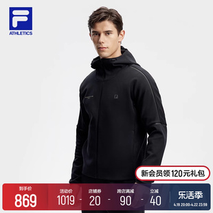 fila斐乐针织连帽外套男2024春季宽松弹力健身运动服上衣