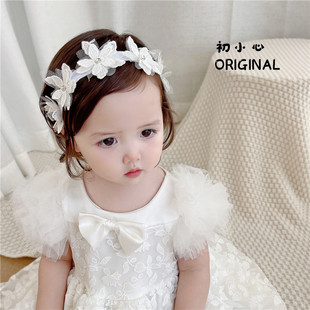 韩国婴幼儿公主头饰，女宝宝时尚花朵满月发饰，女婴百日头花婴儿发带