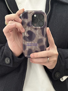 dgp小众高级感灰紫色豹纹手机，壳适用iphone13苹果14promax11新12