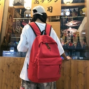 简约百搭双肩包红色大容量大学生时尚书包女韩版高中背包男旅行包