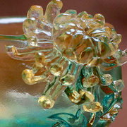 梅兰竹菊杯碗琉璃工艺品，摆件中式客厅结婚礼物，创意家居装饰品菊