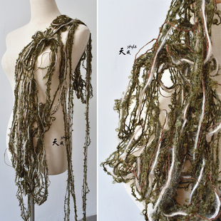 草绿色毛圈圈毛线花边绳子缎带装饰场景布置设计创意彩带辅料面料