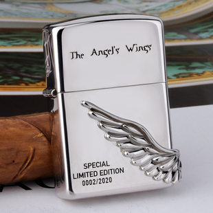 zippo天使之翼打火机日本正版送男友925银创意翅膀贴章限量