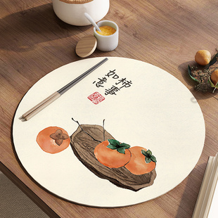 中式文字圆形餐垫餐桌垫防烫隔热垫西餐垫pvc皮革防油防水碗垫