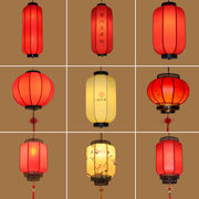 中式羊皮灯笼吊灯仿古户外新年喜庆大红灯笼，庭院餐厅灯阳台茶楼灯