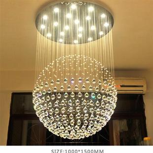 现代复式楼梯灯球形水晶，吊灯餐厅客厅，灯具吊线灯圆球灯