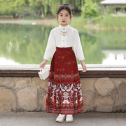 女童古装马面裙套装长短袖，中国风汉服，裙洋气秋季儿童童装明制唐装