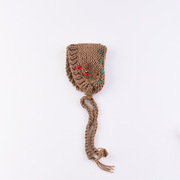 急速ins风手工编织毛线系带，帽子可爱花朵保暖帽子凹造型宝宝