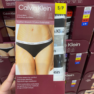 CK Calvin Klein女士舒适棉质弹力内裤宽边三角裤套装4条装