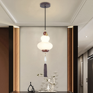 新中式实木现代简约餐厅卧室客厅，吧台别墅复式旋转楼梯过道吊灯
