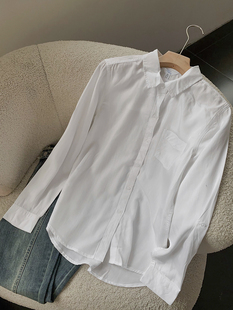 日系少女穿搭翻领长袖白色，宽大衬衫清新显瘦上衣，时尚休闲洋气i$8