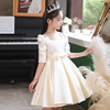 女童高端公主裙缎面儿童钢琴，演奏花童生日，演出婚礼小女孩礼服夏季