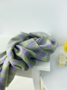 原创设计~梦幻花园清新温柔紫绿格子羊毛混纺围巾女韩国复古保暖